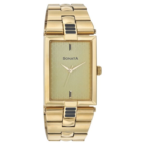 Sonata Quartz Analog Champagne Dial Strap Watch for Men - image number 0