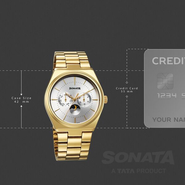 Sonata Festive Quartz Analog Silver Dial Metal Strap Watch For Men - image number 3