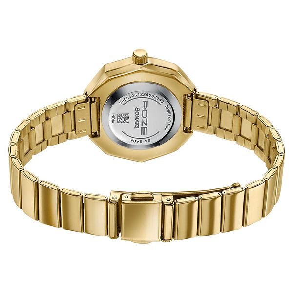 Poze Poze Quartz Analog Green Dial Golden Stainless Steel Strap Watch For Women - image number 6