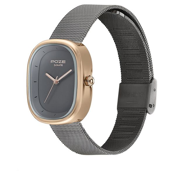 Sonata Poze Quartz Analog Grey Dial Mesh Strap Watch for Women - image number 3