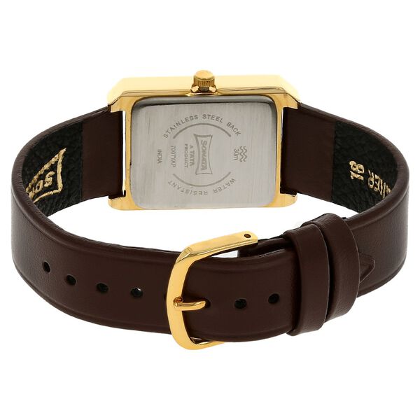 Sonata Quartz Analog with Day and Date Champagne Dial Leather Strap Watch for Men - image number 3