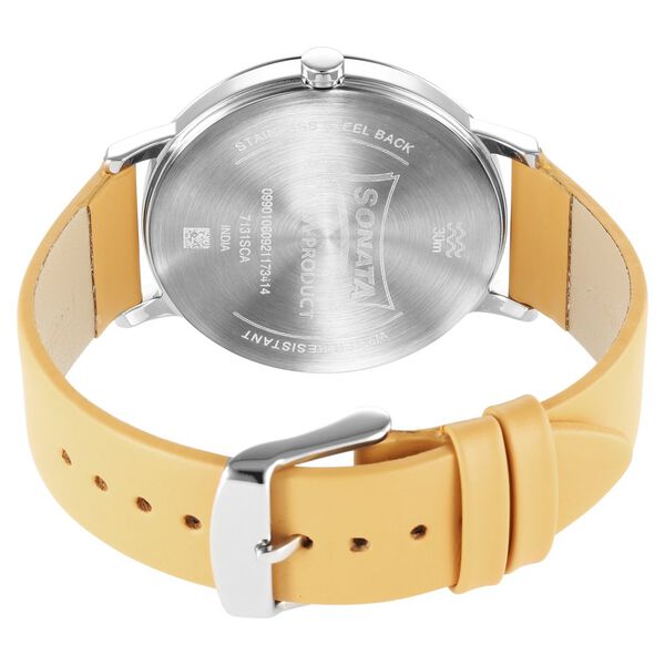 Sonata Force Quartz Analog with Date Blue Dial Leather Strap Watch for Men - image number 3