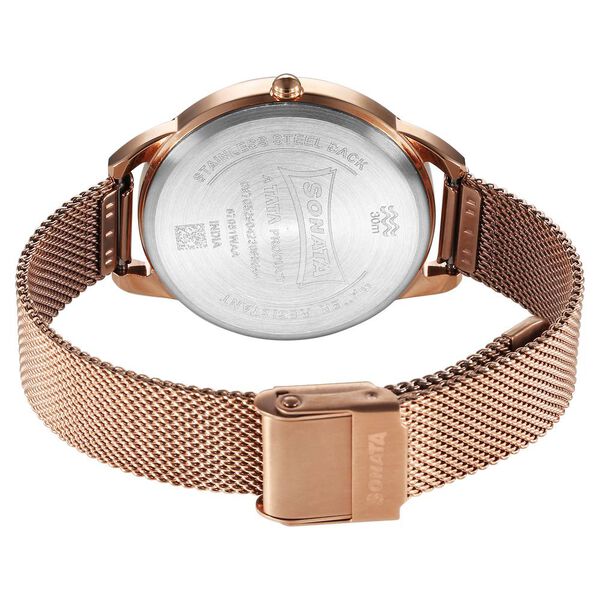 Sonata Wedding Quartz Analog Rose Gold Dial Stainless Steel Strap Watch for Women - image number 3