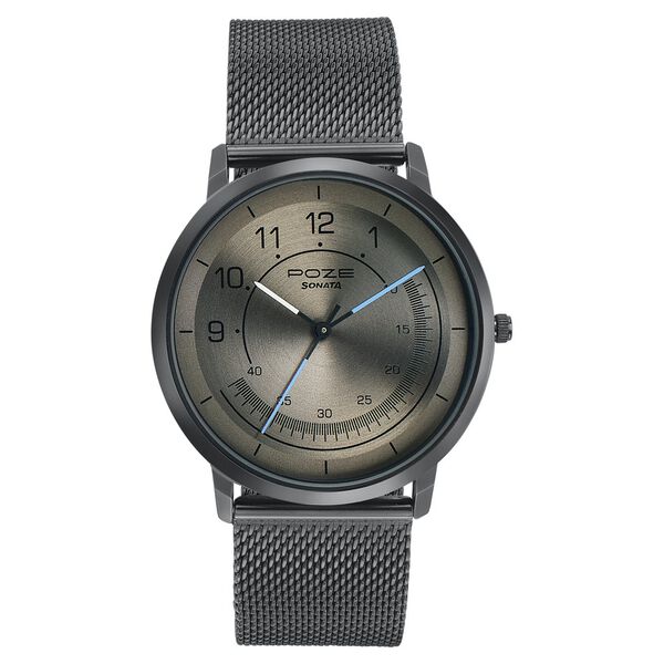 Sonata Poze Quartz Analog Grey Dial Metal Strap Watch for Men - image number 1