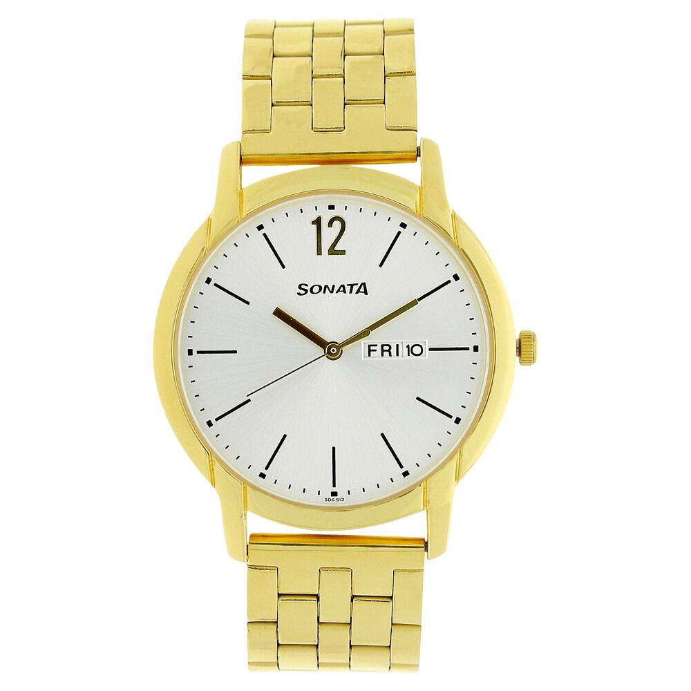 Buy Online Sonata Quartz Analog with Day and Date Silver Dial