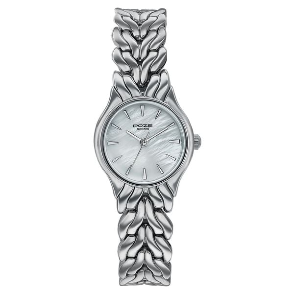 Poze Poze Quartz Analog White Dial Silver Metal Strap Watch For Women - image number 1