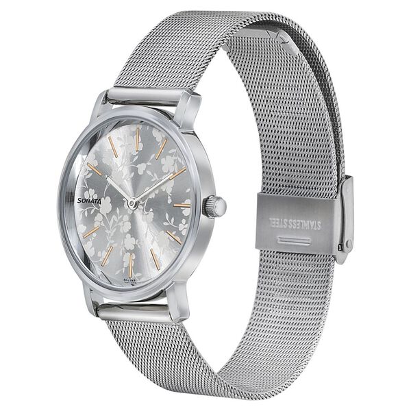 Sonata Silver Lining Silver Dial Women Watch With Stainless Steel Strap - image number 1