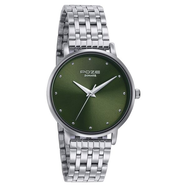 Sonata Poze Quartz Analog Green Dial Metal Strap Watch for Women - image number 0