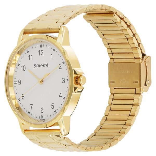 Sonata Quartz Analog White Dial Stainless Steel Strap Watch for Men - image number 1
