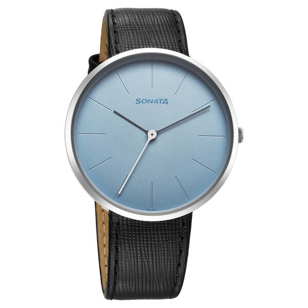 Sonata Ascent Quartz Analog Blue Dial Leather Strap Watch For Men - image number 0