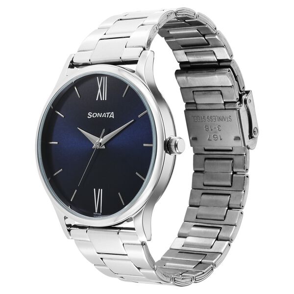 Sonata Aspire Quartz Analog Blue Dial Stainless Steel Strap Watch for Men - image number 2