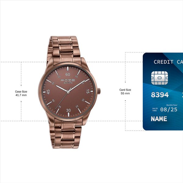 Sonata Poze Quartz Analog Brown Dial Stainless Steel Strap Watch For Men - image number 3