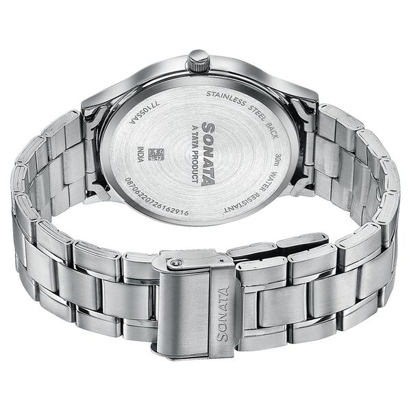 Sonata Aspire Quartz Analog Brown Dial Silver Stainless Steel Strap Watch For Men - image number 5