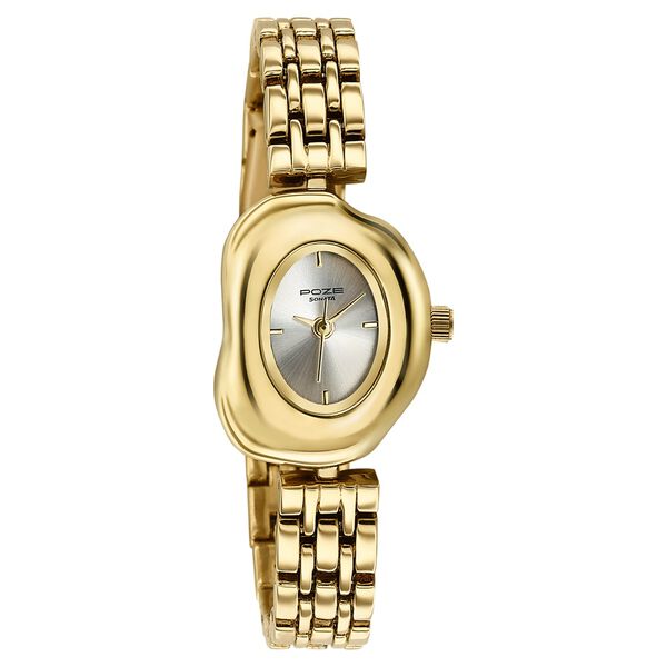 Poze By Sonata Quartz Analog Silver Dial Gold Metal Strap Watch For Women - image number 2