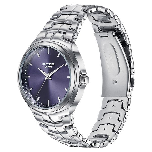 Sonata Poze Quartz Analog Blue Dial Metal Strap Watch For Men - image number 2