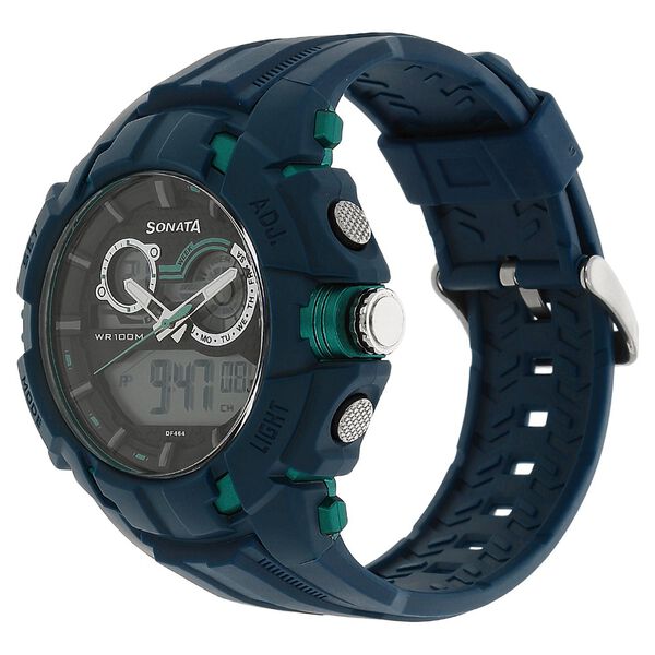 SF Ocean Series Quartz Digital Analog Digital Black Dial Blue Plastic Strap Watch For Men - image number 1