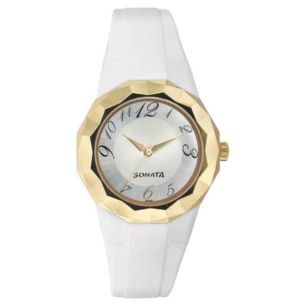 SF Quartz Analog Silver Dial Plastic Strap Watch for Women - image number 0
