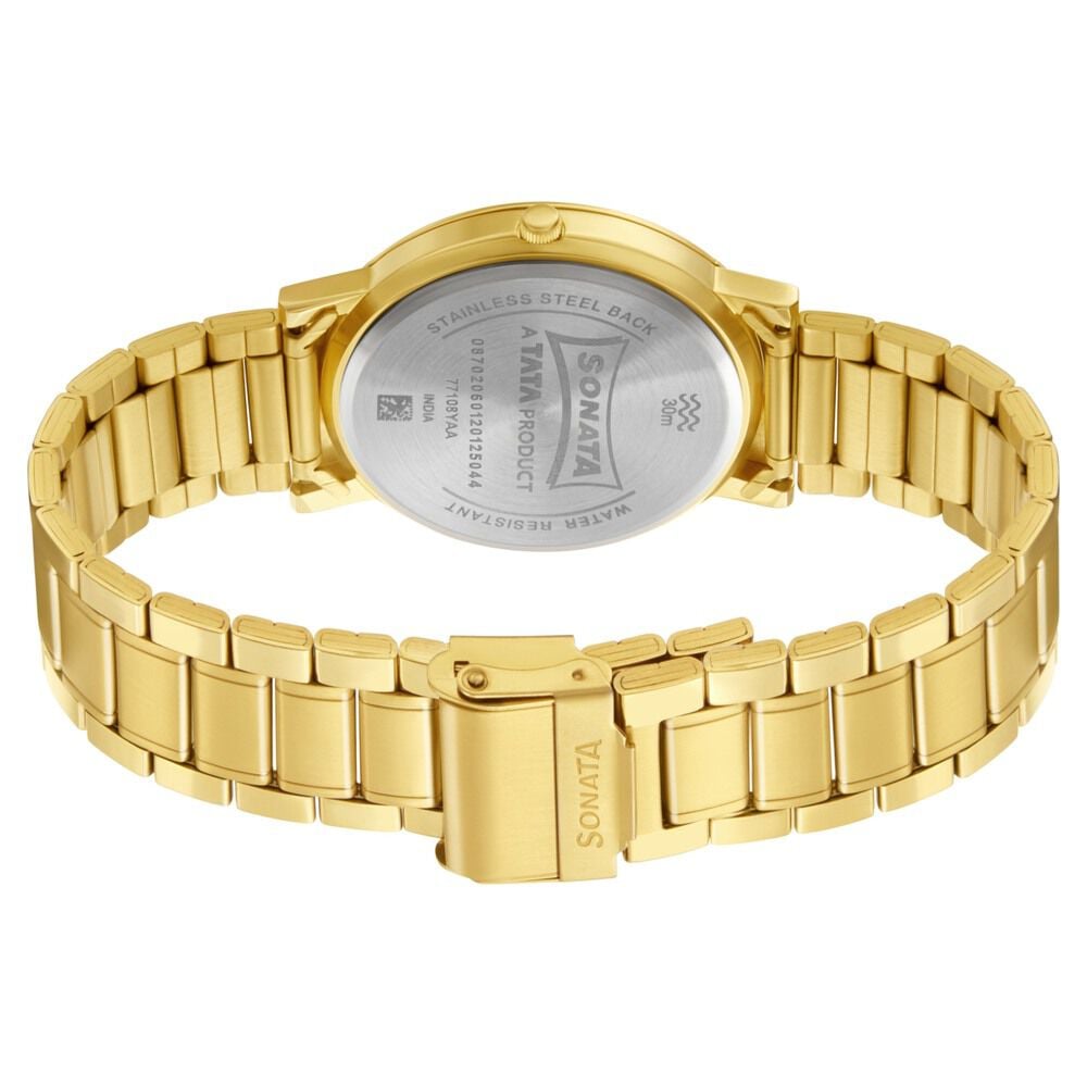 Buy Online Sonata Quartz Analog Blue Dial Stainless Steel Strap Watch for Men nr77108ym01w Sonata