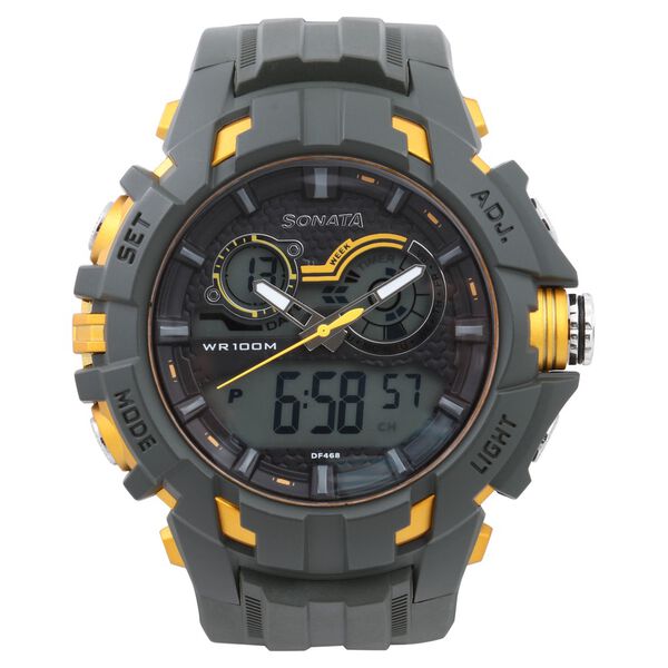 SF Quartz Analog Digital Green Dial Plastic Strap Watch for Men - image number 0