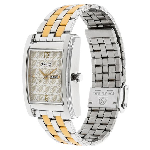 Sonata Quartz Analog with Day and Date White Dial Stainless Steel Strap Watch for Men - image number 1