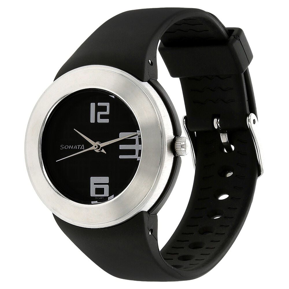 Buy Online SF Quartz Analog Black Dial Plastic Strap Watch for Women nm8991pp03 Sonata