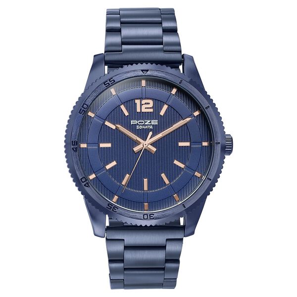 Sonata Poze Quartz Analog Blue Dial Metal Strap Watch For Men - image number 1