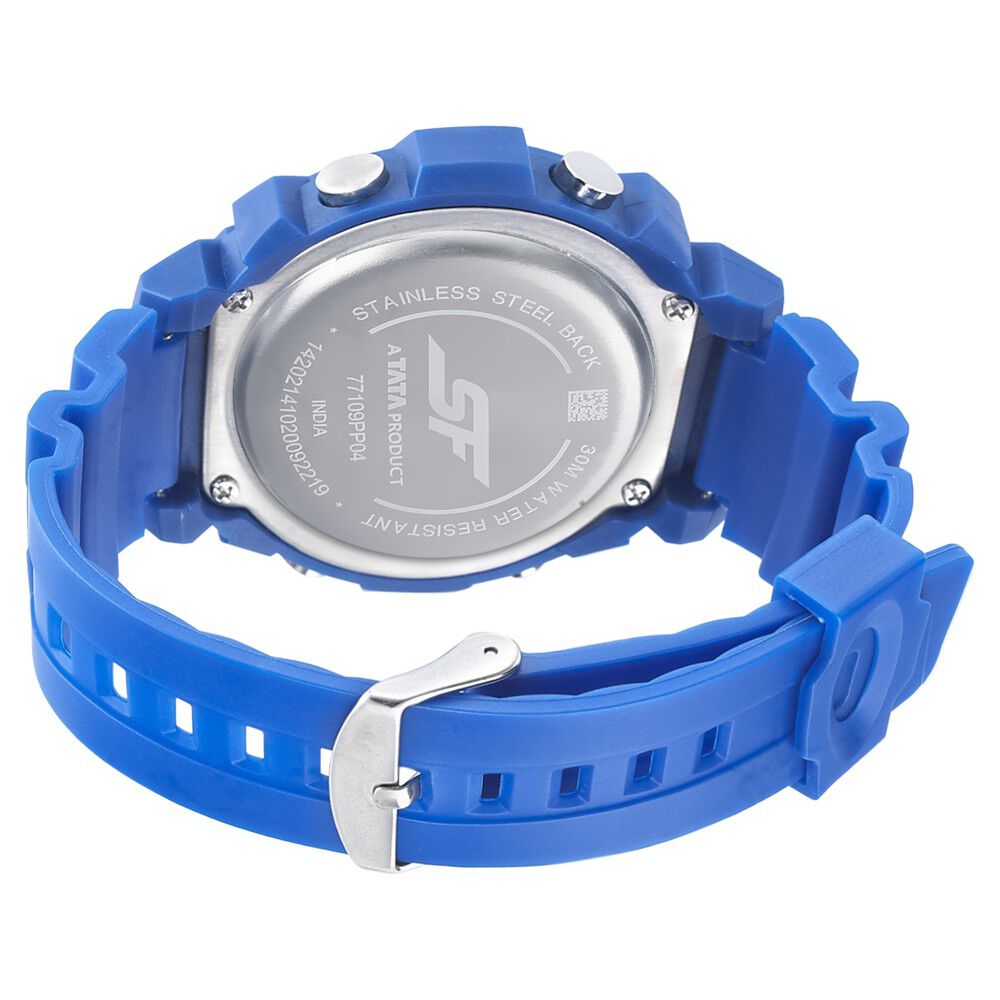 Buy Online SF Digital Dial Blue PU Strap Watch for Men nr77109pp04 Sonata