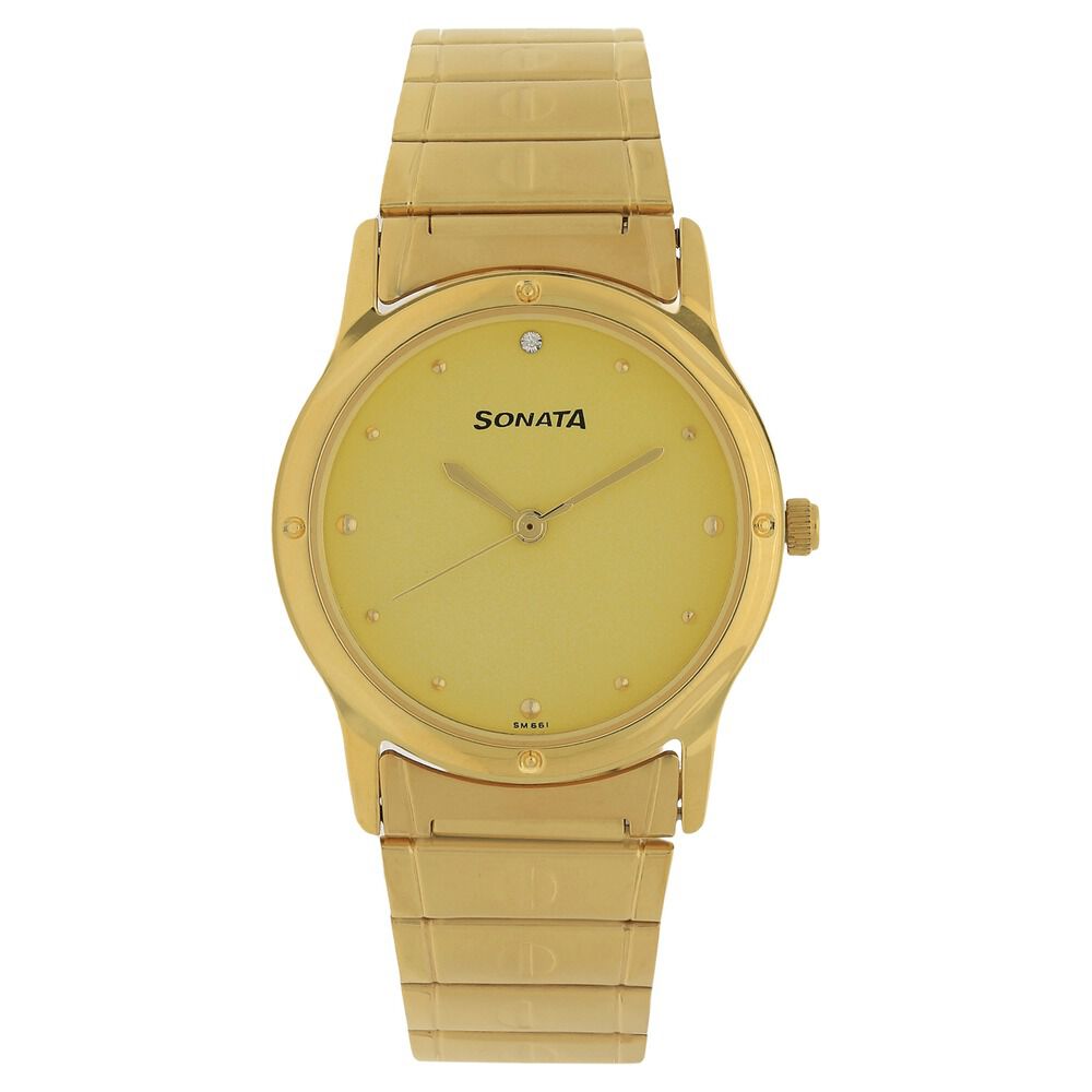 Buy Online Sonata Quartz Analog White Dial Stainless Steel Strap Watch for Men ns7023ym01 Sonata