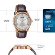 Sonata Traditional Essentials Silver Dial, Rose Gold tone case Burgundy Genuine Leather Strap Watch - image number 3