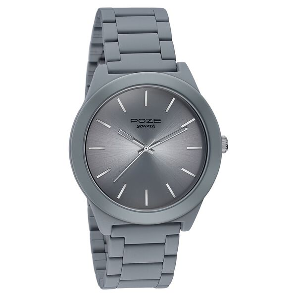 Sonata Poze Quartz Analog Grey Dial Metal Strap Watch For Men - image number 2