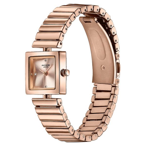 Sonata Poze Quartz Analog Pink Dial Rose Gold Metal Strap Watch For Women - image number 4