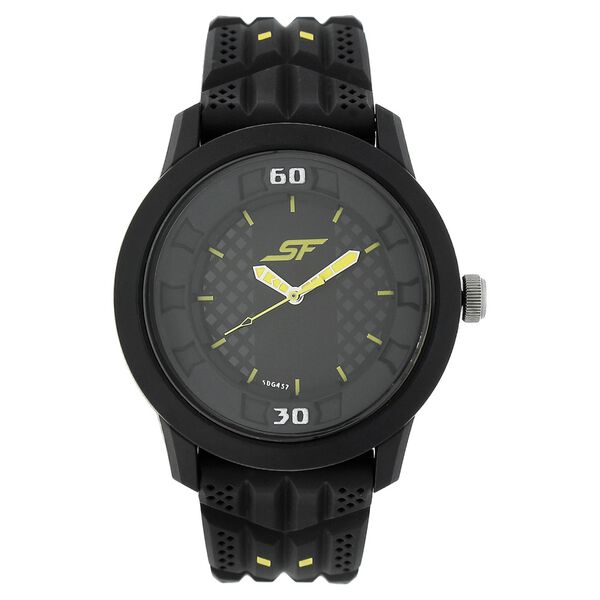 SF Quartz Analog Black Dial Plastic Strap Watch for Men - image number 0