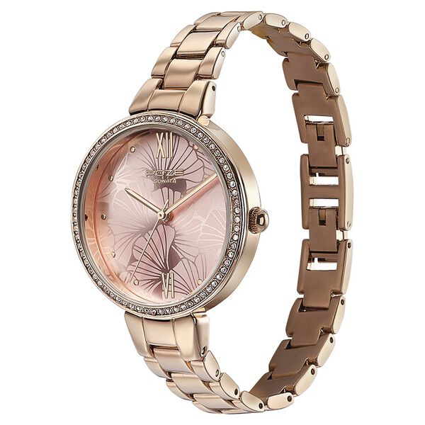 Sonata Poze Quartz Analog Pink Dial Metal Strap Watch for Women - image number 3