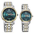 Sonata Perfect Pairs Quartz Analog Silver Dial Golden Metal Strap Watch For Couple