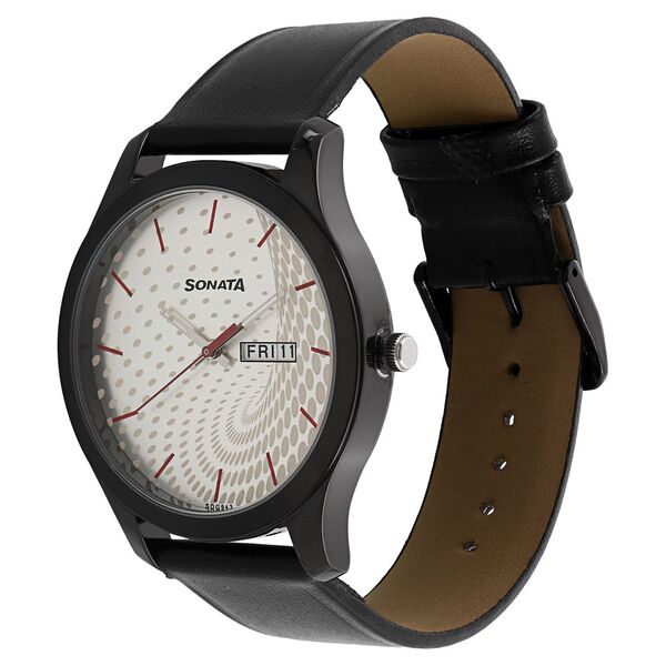 Sonata Nxt Quartz Analog with Day and Date Silver Dial Leather Strap Watch for Men - image number 1