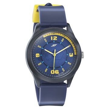 SF Quartz Analog Blue Dial PU Strap Watch for Men