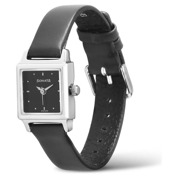 Sonata Quartz Analog Black Dial Leather Strap Watch for Women - image number 1