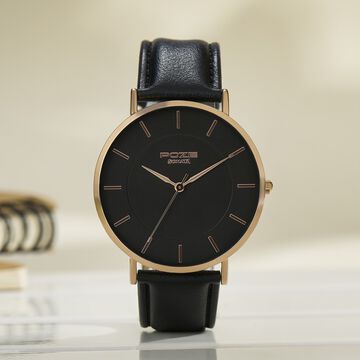 Sonata Poze Quartz Analog Black Round Dial Black Leather Strap Watch For Men