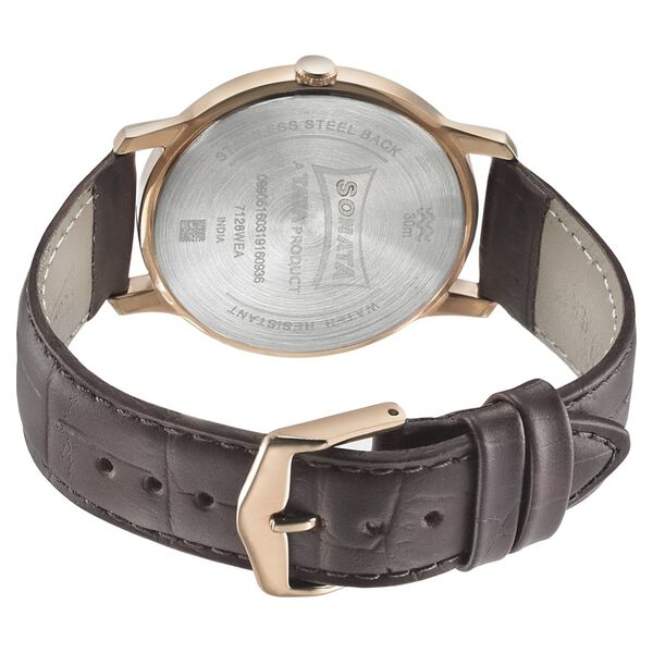 Sonata Beyond Gold Quartz Analog Grey Dial Leather Strap Watch for Men - image number 3