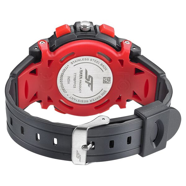 SF Quartz Analog Digital Black Dial PU Strap Watch for Men - image number 3
