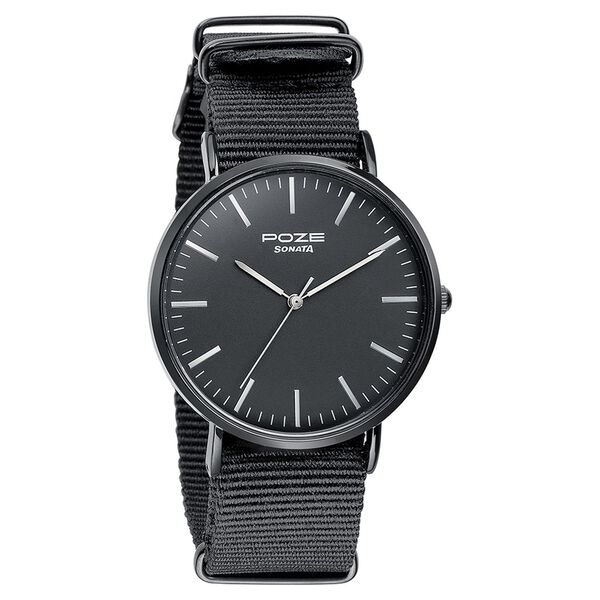 Sonata Poze Quartz Analog Black Dial Nylon Strap Watch for Men - image number 2