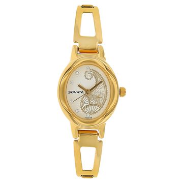 Sonata Quartz Analog White Dial Stainless Steel Strap Watch for Women