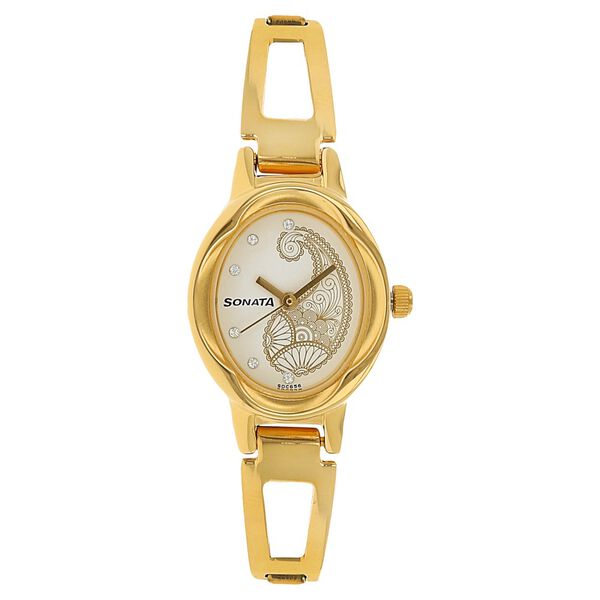 Sonata Quartz Analog White Dial Stainless Steel Strap Watch for Women - image number 0