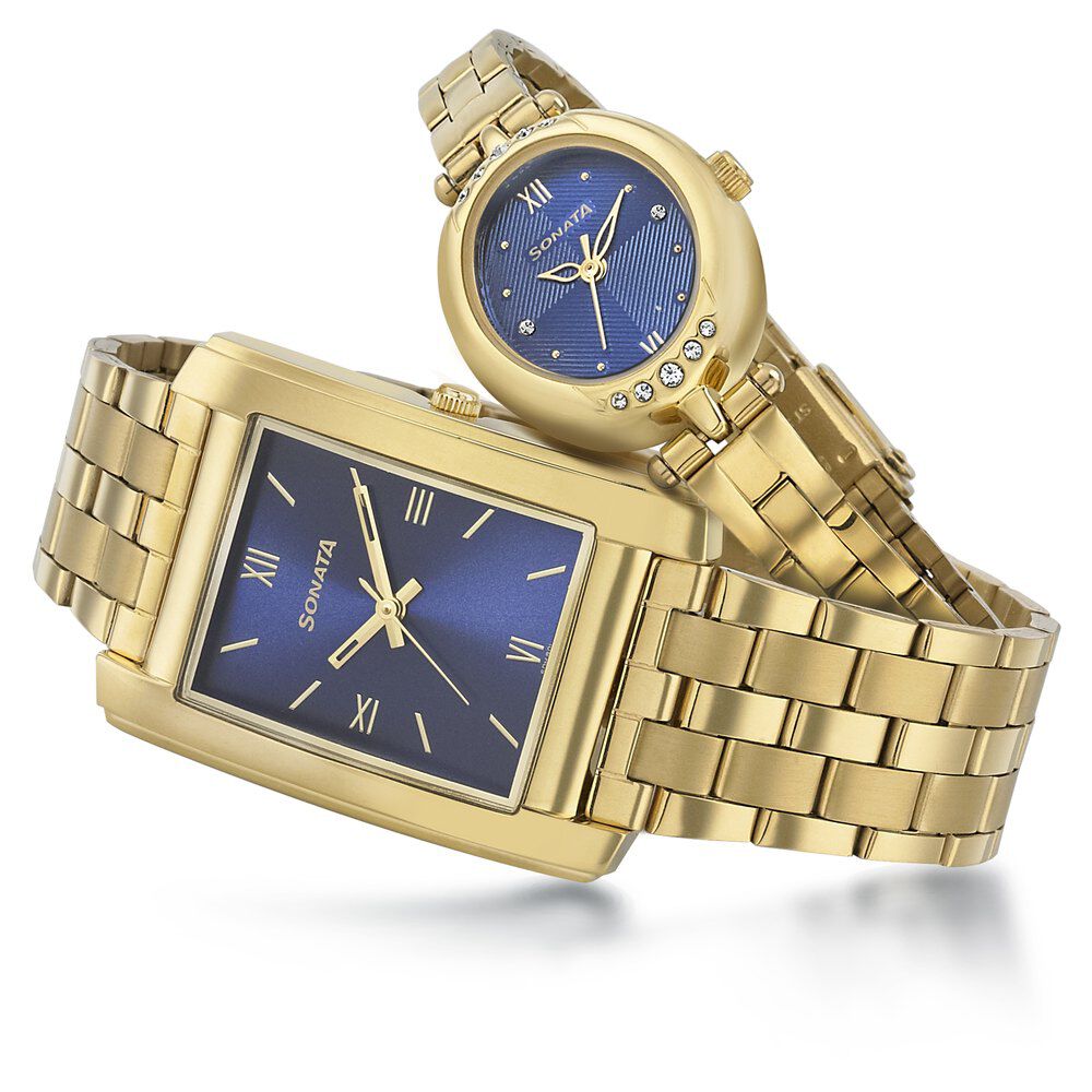 Sonata watch online golden colour
