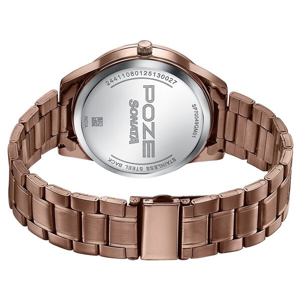 Sonata Poze Quartz Analog Brown Dial Stainless Steel Strap Watch For Men - image number 6