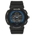 SF Super Fibre Quartz Analog Digital Black Dial Plastic Strap Watch for Men