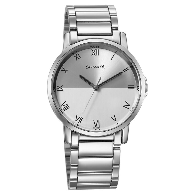 Buy Online Sonata Quartz Analog Silver Dial Watch for Men ns77083sm06