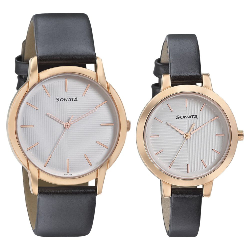 Titan couple watches leather belt sale