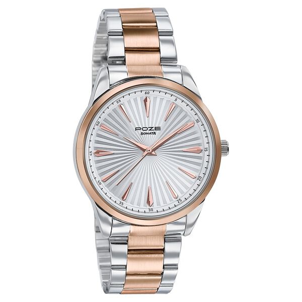 Sonata Poze Quartz Analog Silver Dial Metal Strap Watch For Men - image number 2