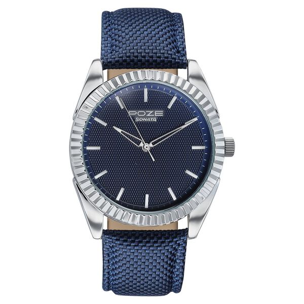 Poze By Sonata Quartz Analog Blue Dial Blue Nylon Strap Watch For Men - image number 1